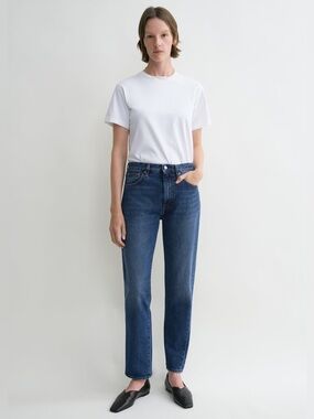 Toteme Twisted Seam Denim Ankle Jeans in Washed Blue Size 28 Straight Taper Leg